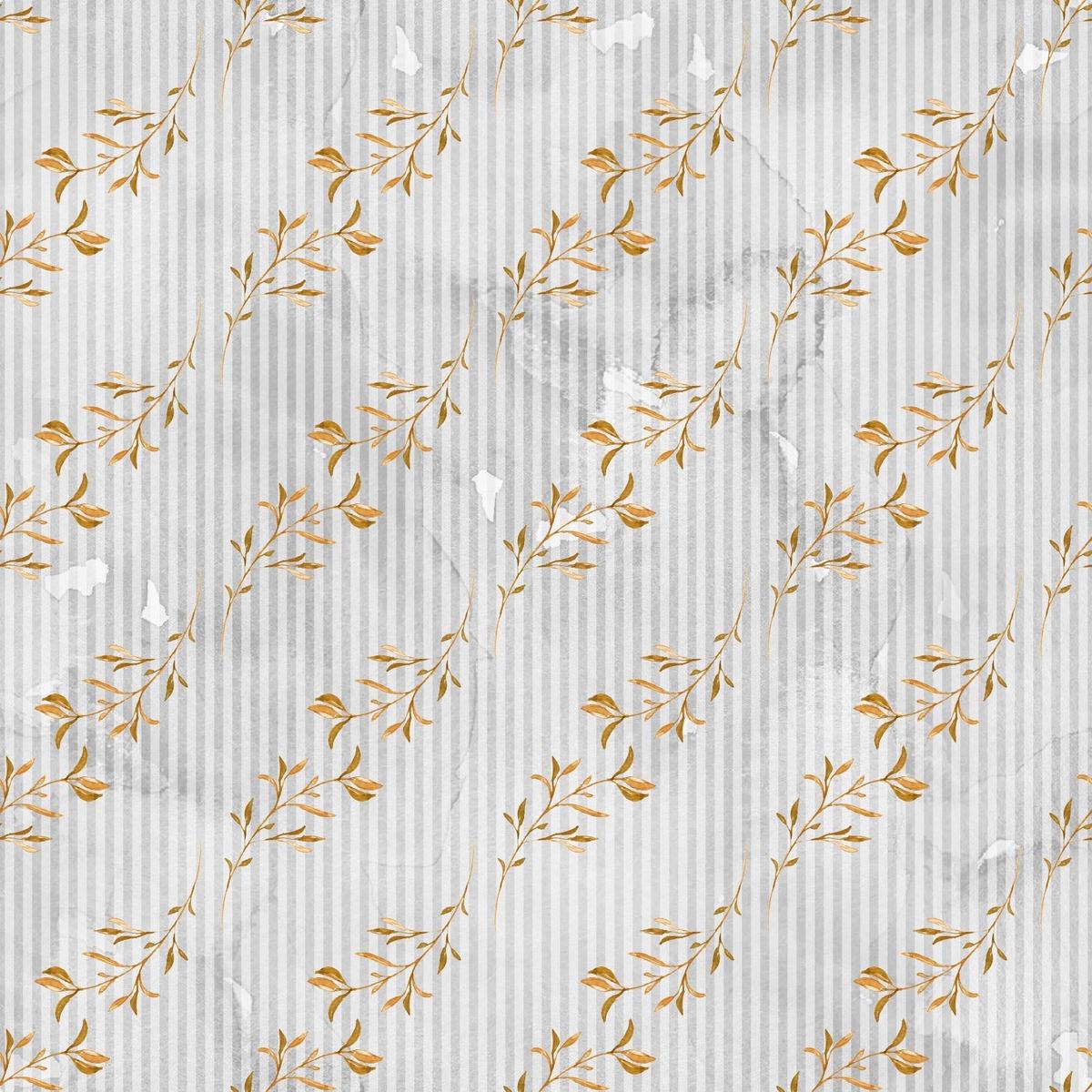 Happy Fall Branches on Gray Stripes Fabric