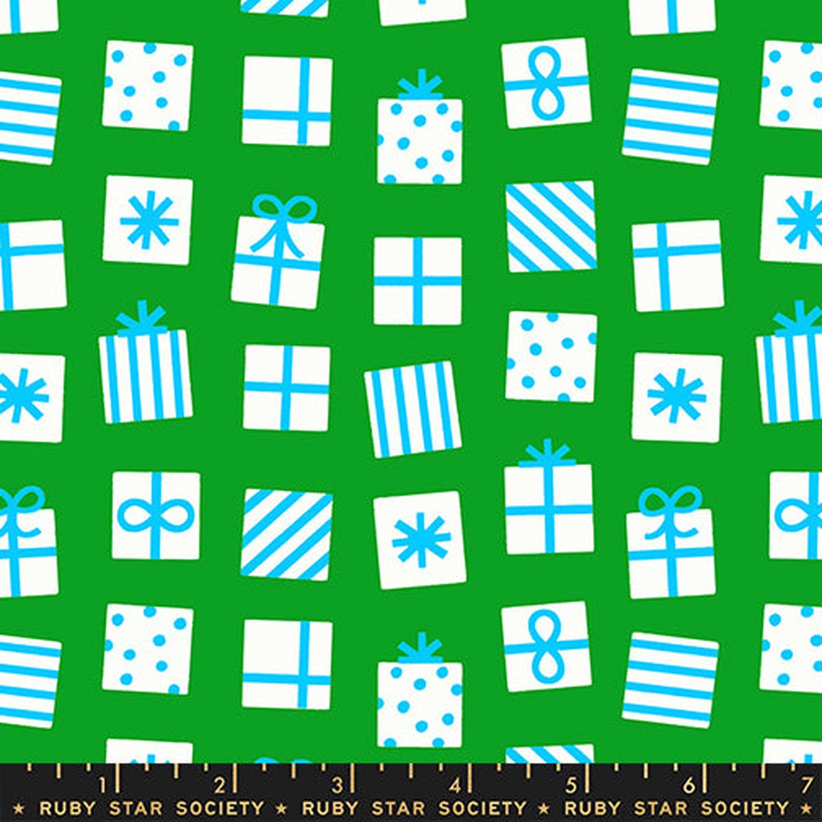Merry Happy Secret Santa Verdant Green Fabric by Ruby Star Society