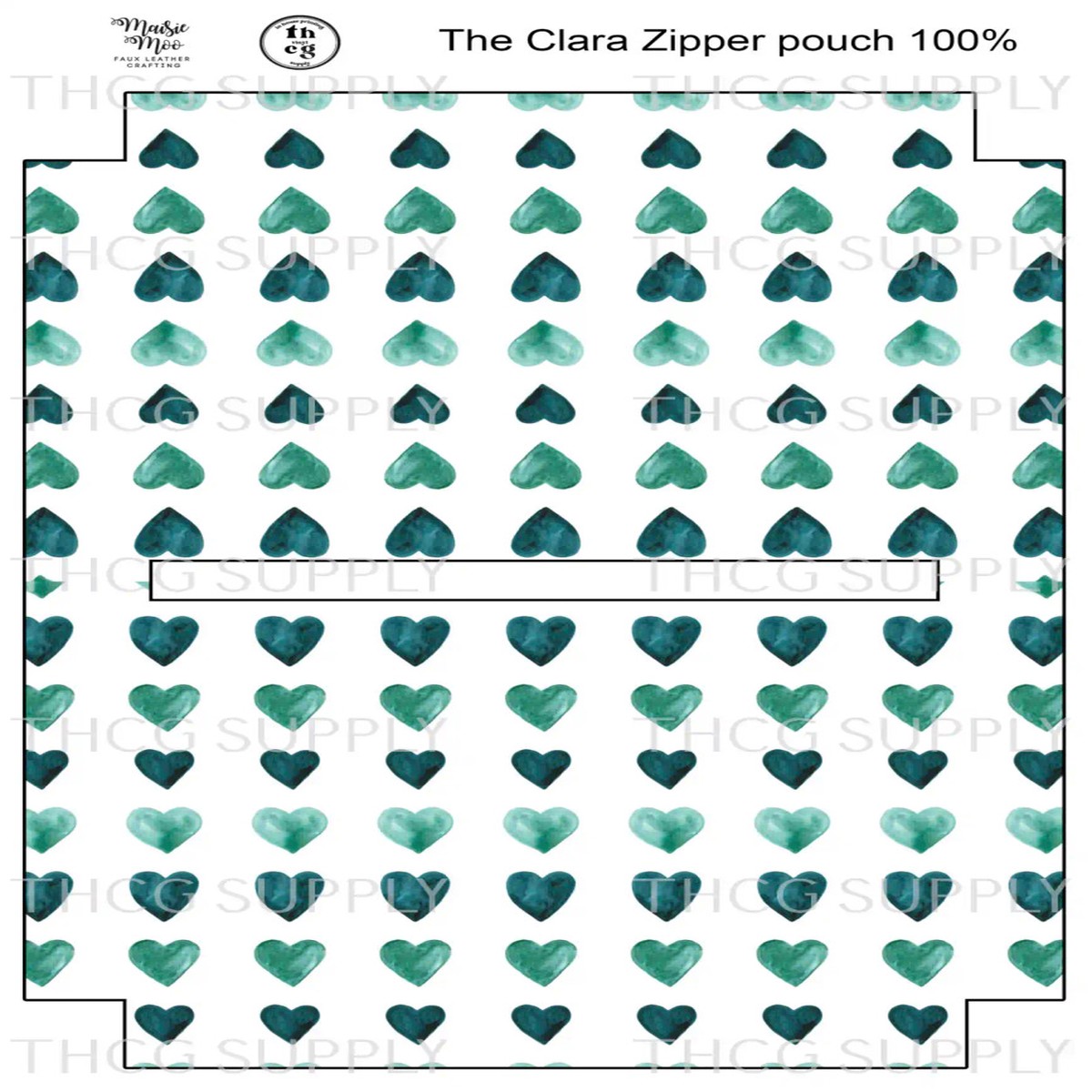 Cut and Sew - Clara Zipper Pouch CR565 Marine Hearts on White