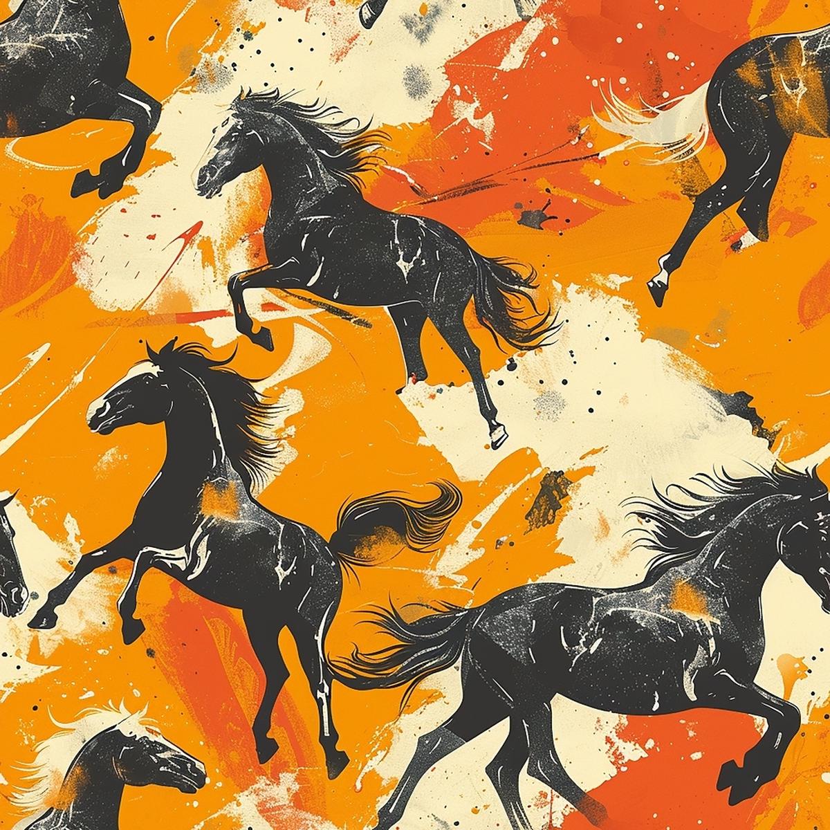 Galloping Horse Pattern 3 Quilting Cotton Fabric