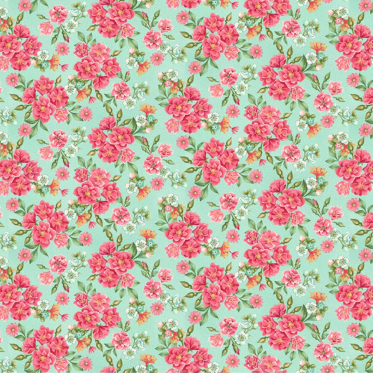Henry Glass Co Flower Toss Quilting Fabric in Sky Blue