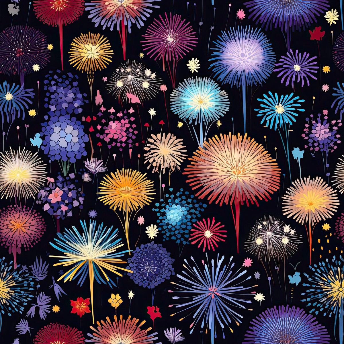 Firework Garden Pattern 13 Quilting Cotton Fabric