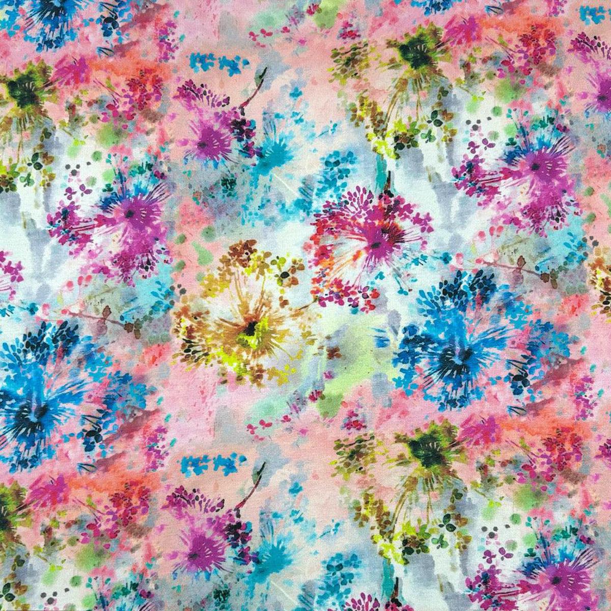 Multicoloured Painted Fireworks Viscose Jersey Fabric - Clearance