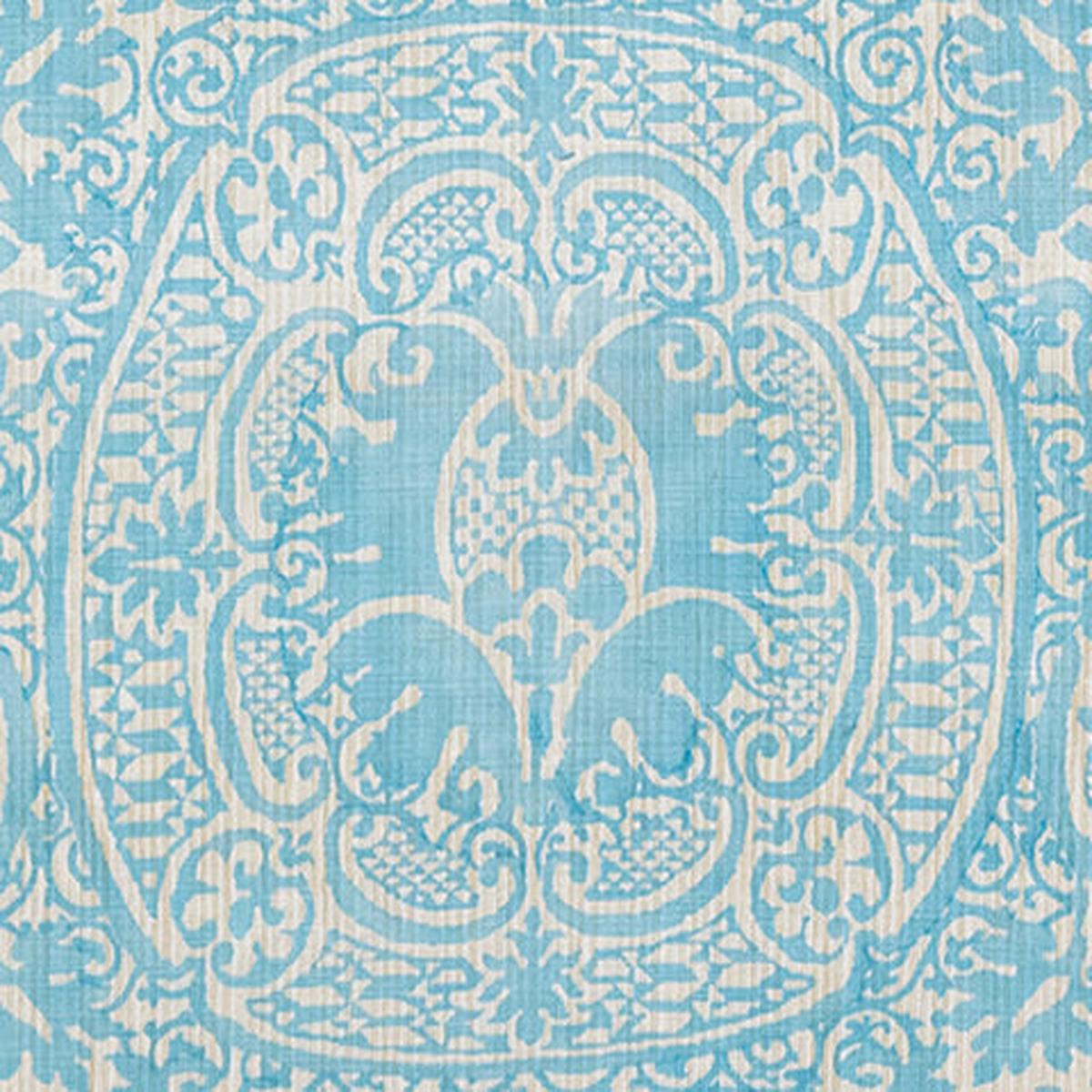 Quadrille Fabric: Veneto - Custom Venice Blue on Creme Velvet from Italy