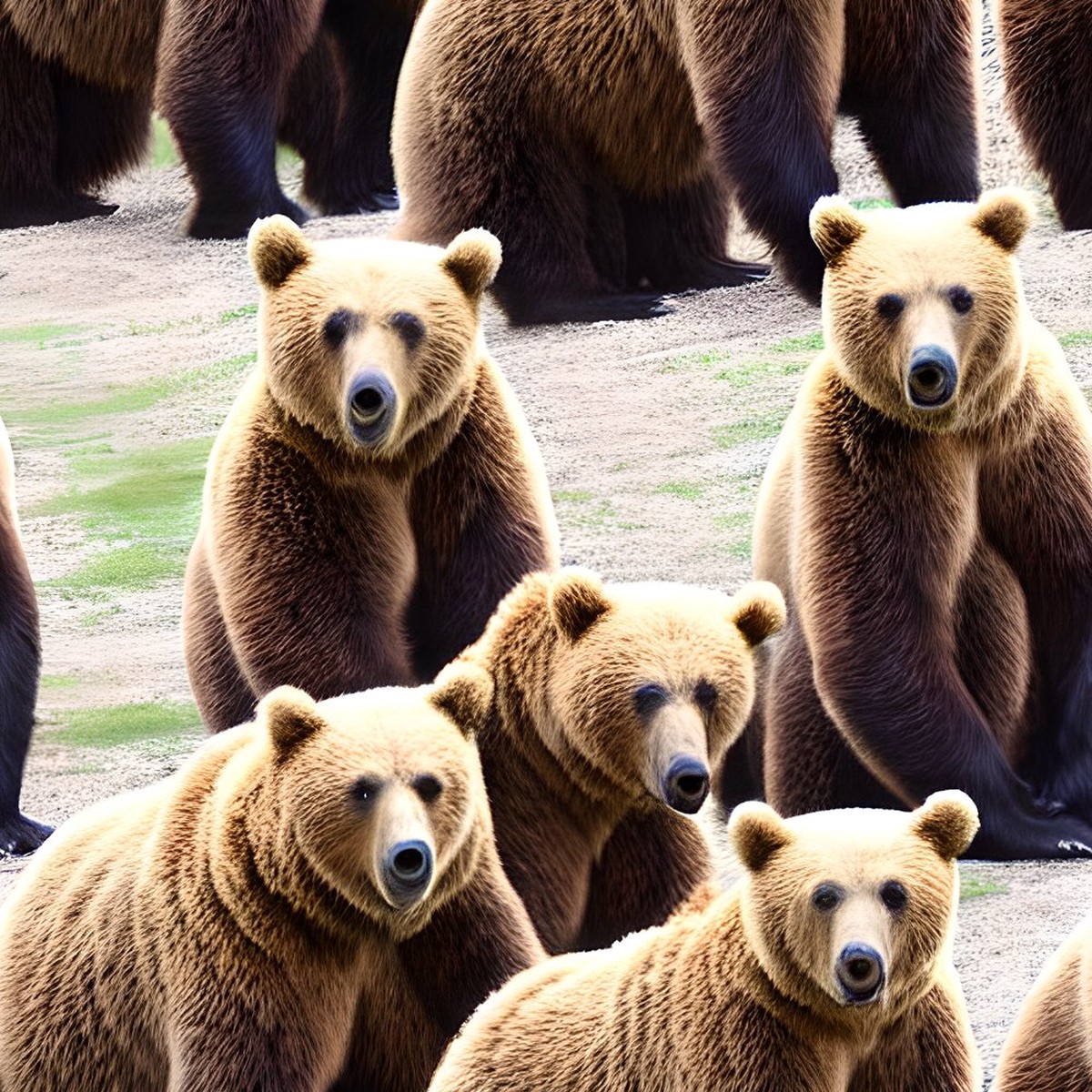 Realistic Bears Fabric