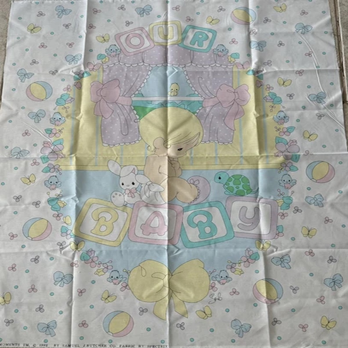 Vintage 90's Precious Moments OUR BABY Panel. 36 By 46 Approximately