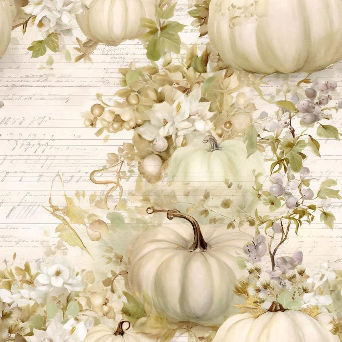 White Fall Pumpkins Pattern 11 Quilting Cotton Fabric
