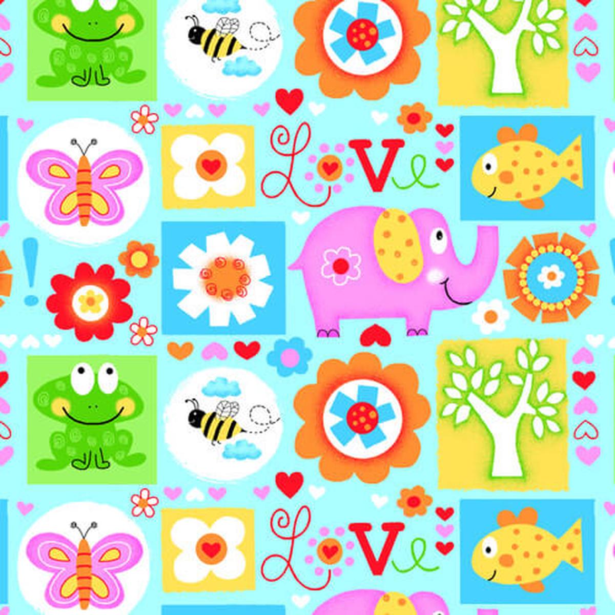 Comfy Flannel - Nursery Animals 44"/45" Cotton Flannel Fabric per yard