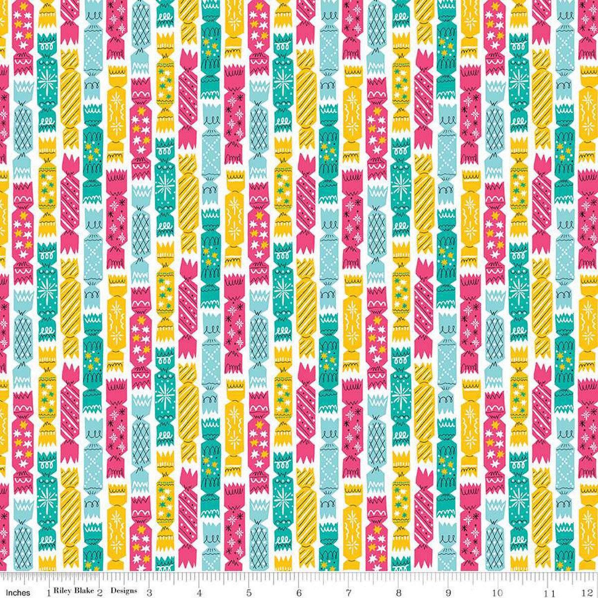 CLEARANCE Deck the Halls Crackers A 01666881A - Riley Blake - Christmas - Liberty - Quilting Cotton