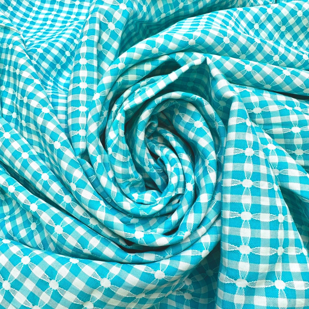Electric Motion - Cotton Woven - Light Blue/Cream Plaid - 1.7M Bundle