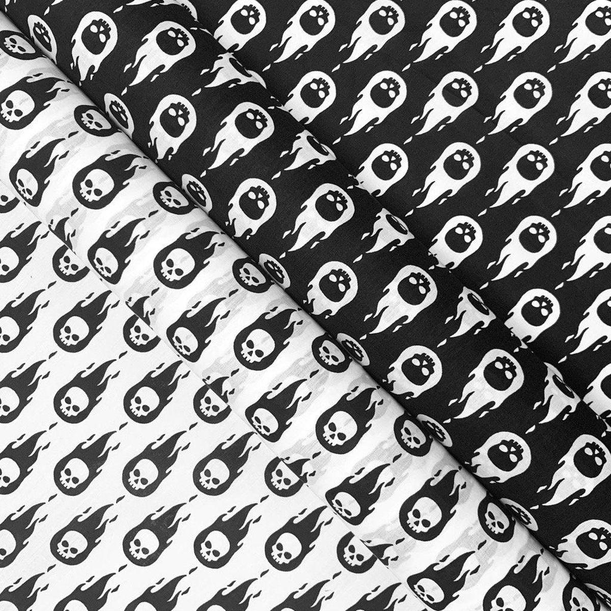 Flaming Skulls Polycotton Fabric