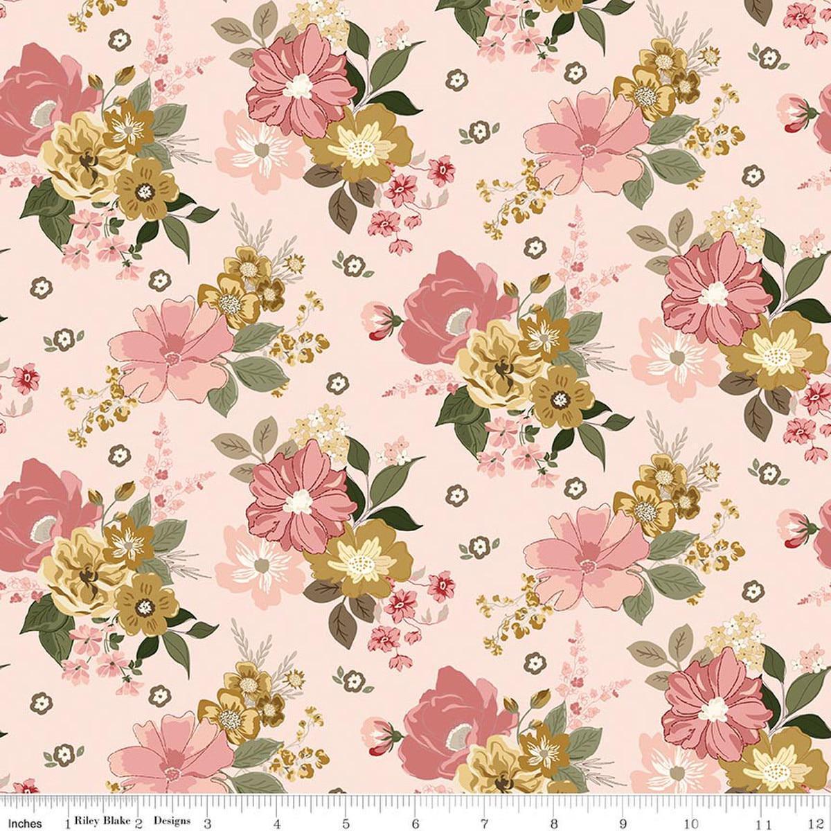 SALE Renew Main Pink Floral Fabric - C17280 - Riley Blake Quilting Cotton Fabric