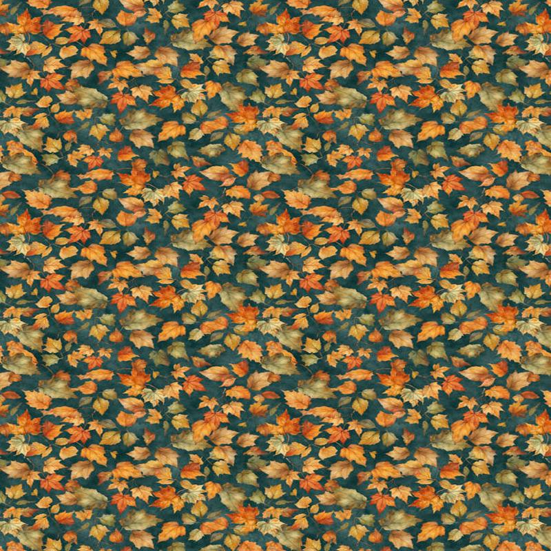 Glorious Fall Quilt Fabric - Leaves in Blue - 1665 33912 478