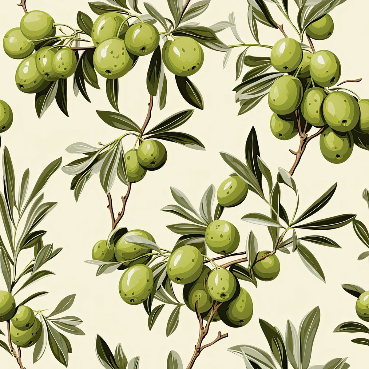 Green Olives Garden Pattern 1 Fabric