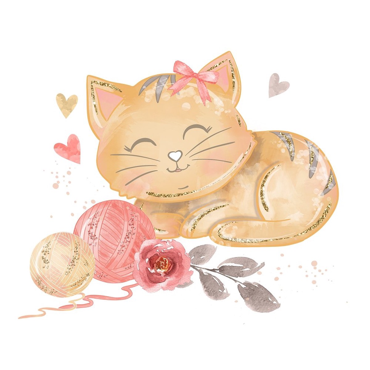 Sleeping Cat with Yarn Fabric Panel