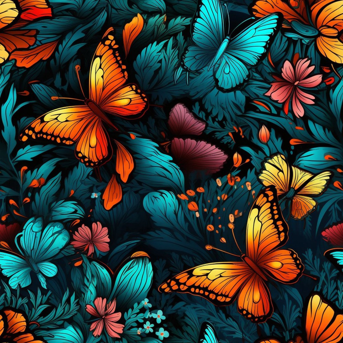 Floral Butterfly Pattern 8 Quilting Cotton Fabric