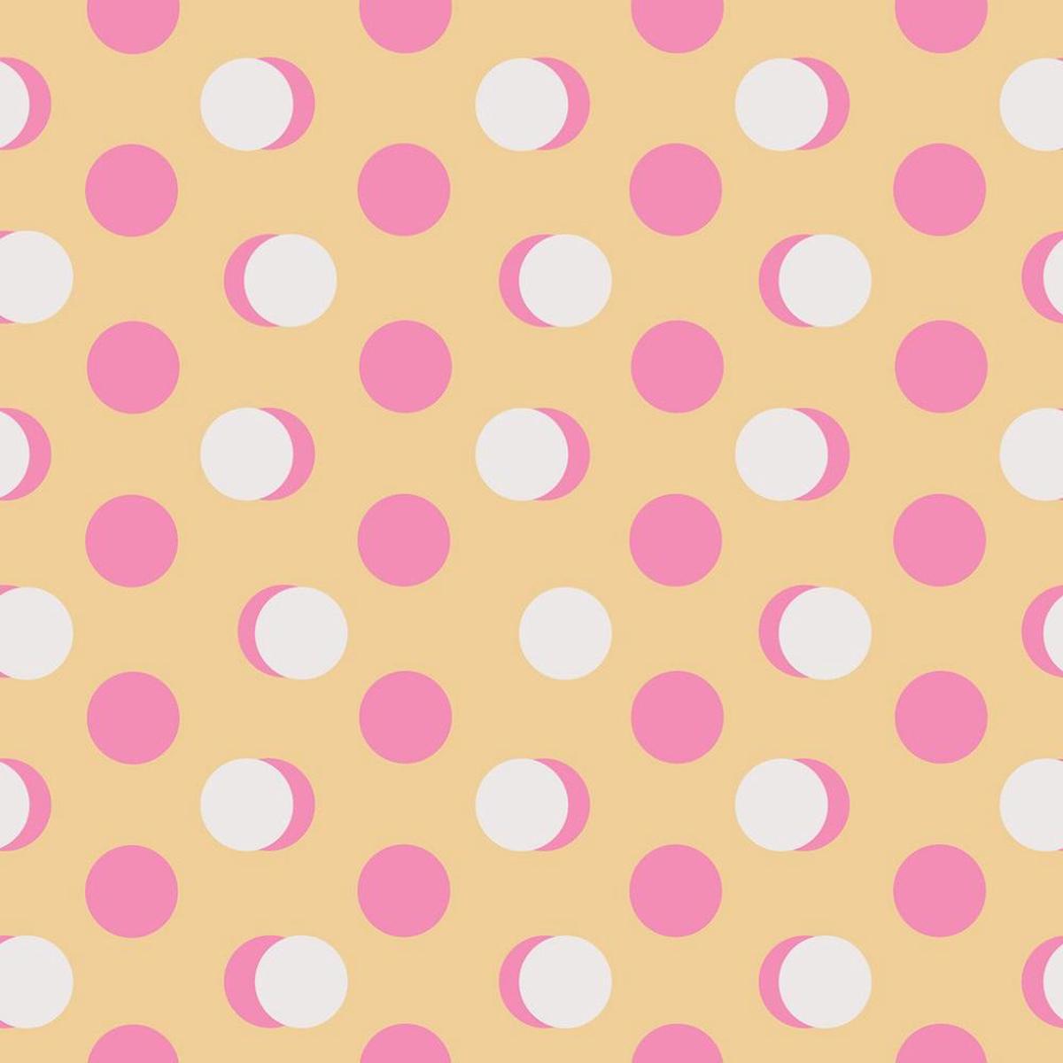 Tri-Color Retro Polka Dots Fabric - PinkWhiteGold