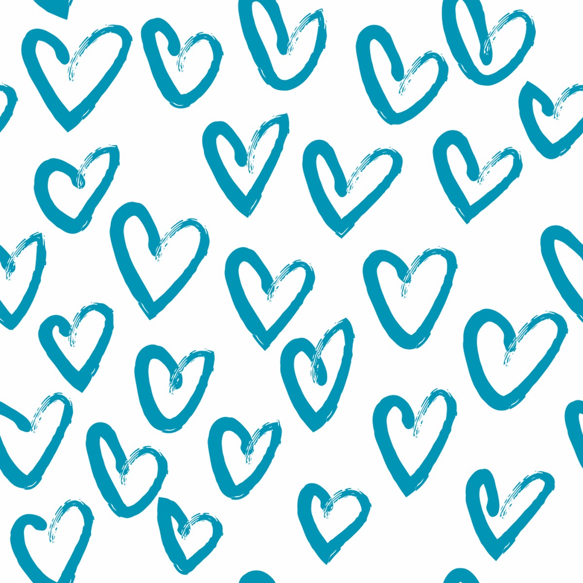Hand Drawn Hearts Fabric - Cerulean Blue