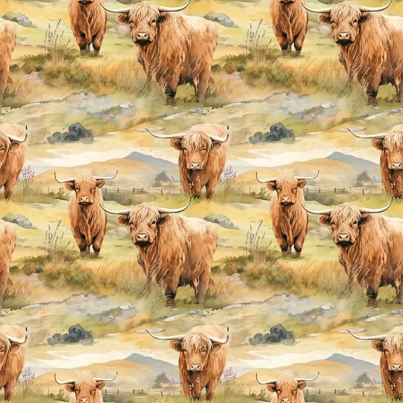 Scottish Highland Cows #5 Fabric