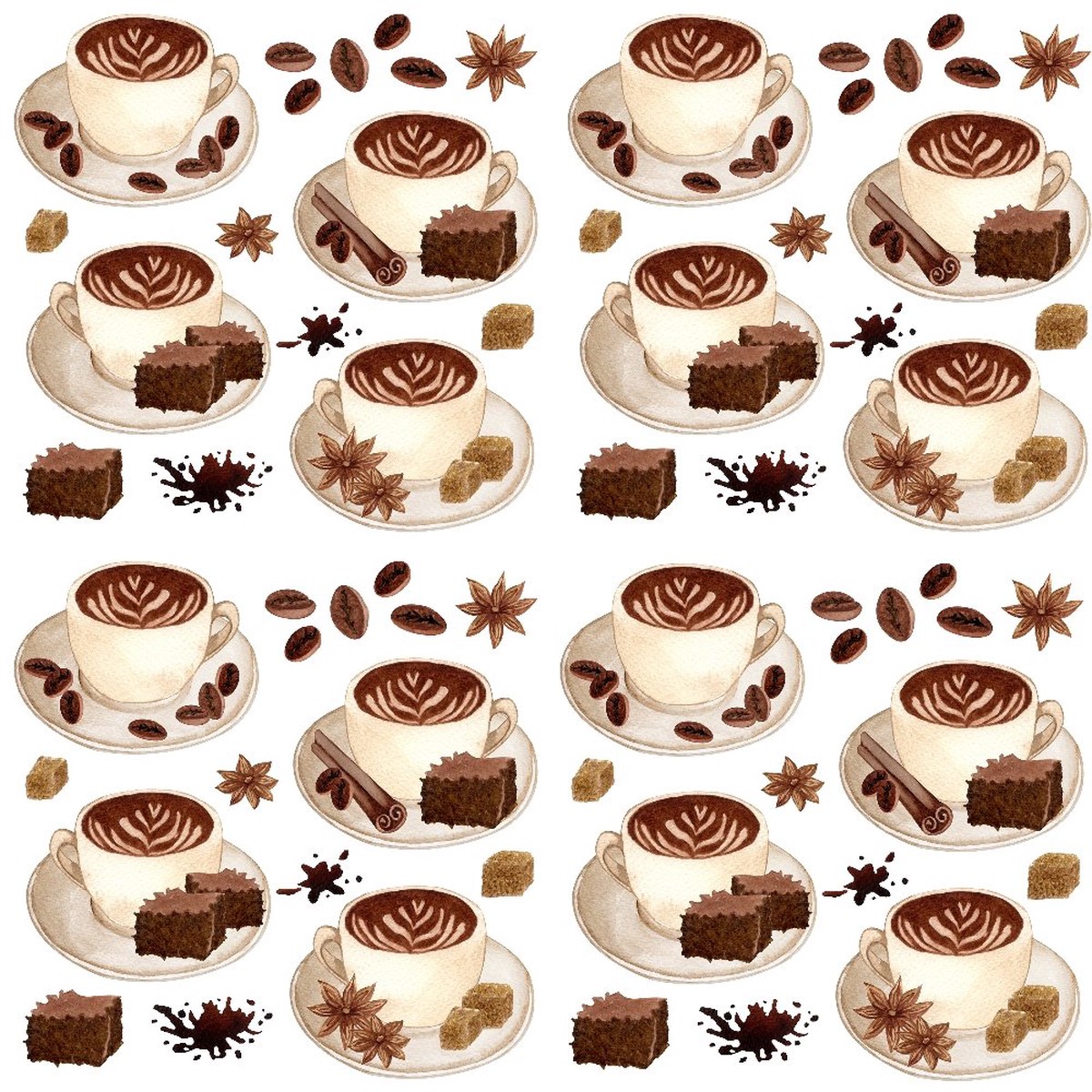 Vintage Coffee Fabric - White
