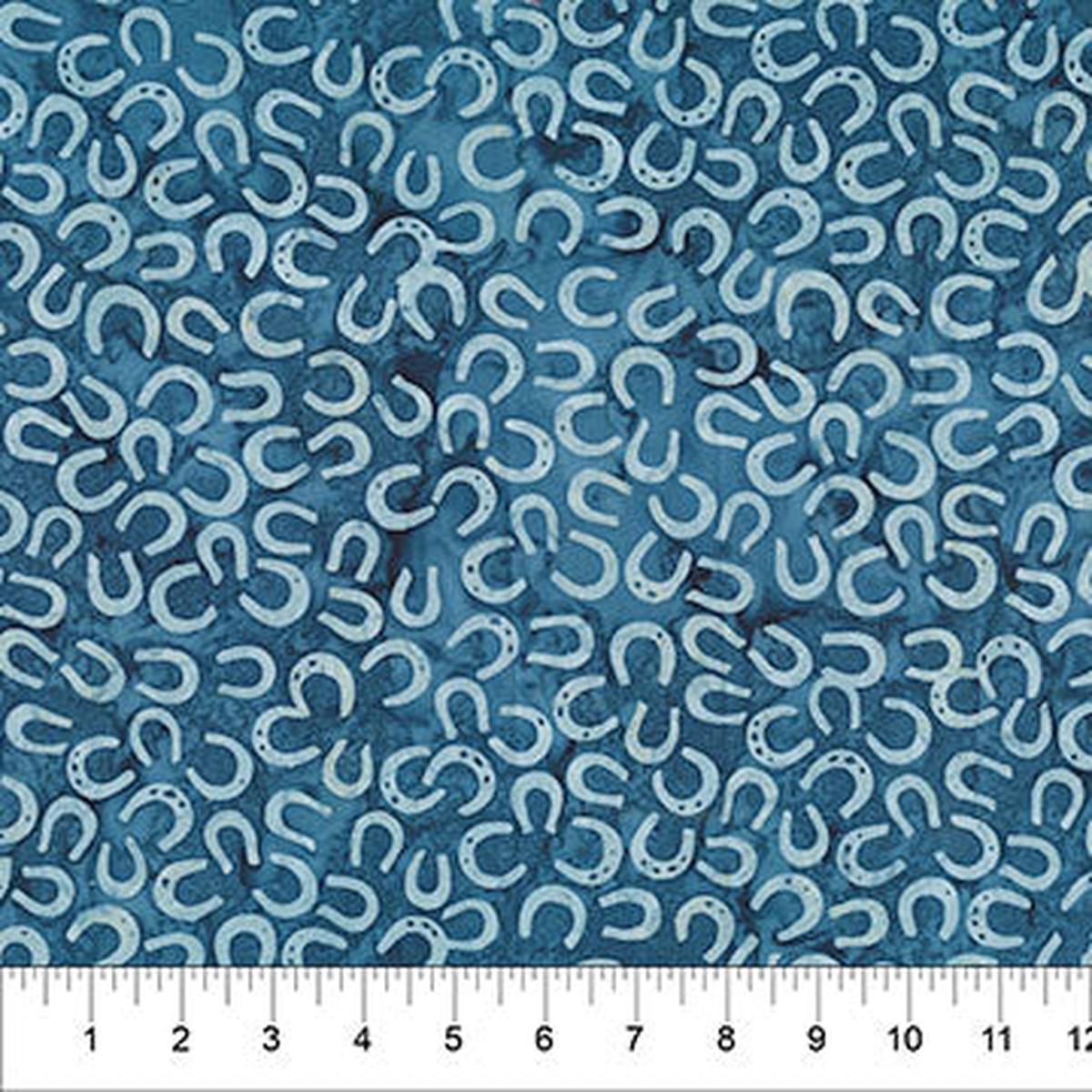 Saddle Up Horseshoes Got the Blues Cotton 43"/44" Fabric Per Yard