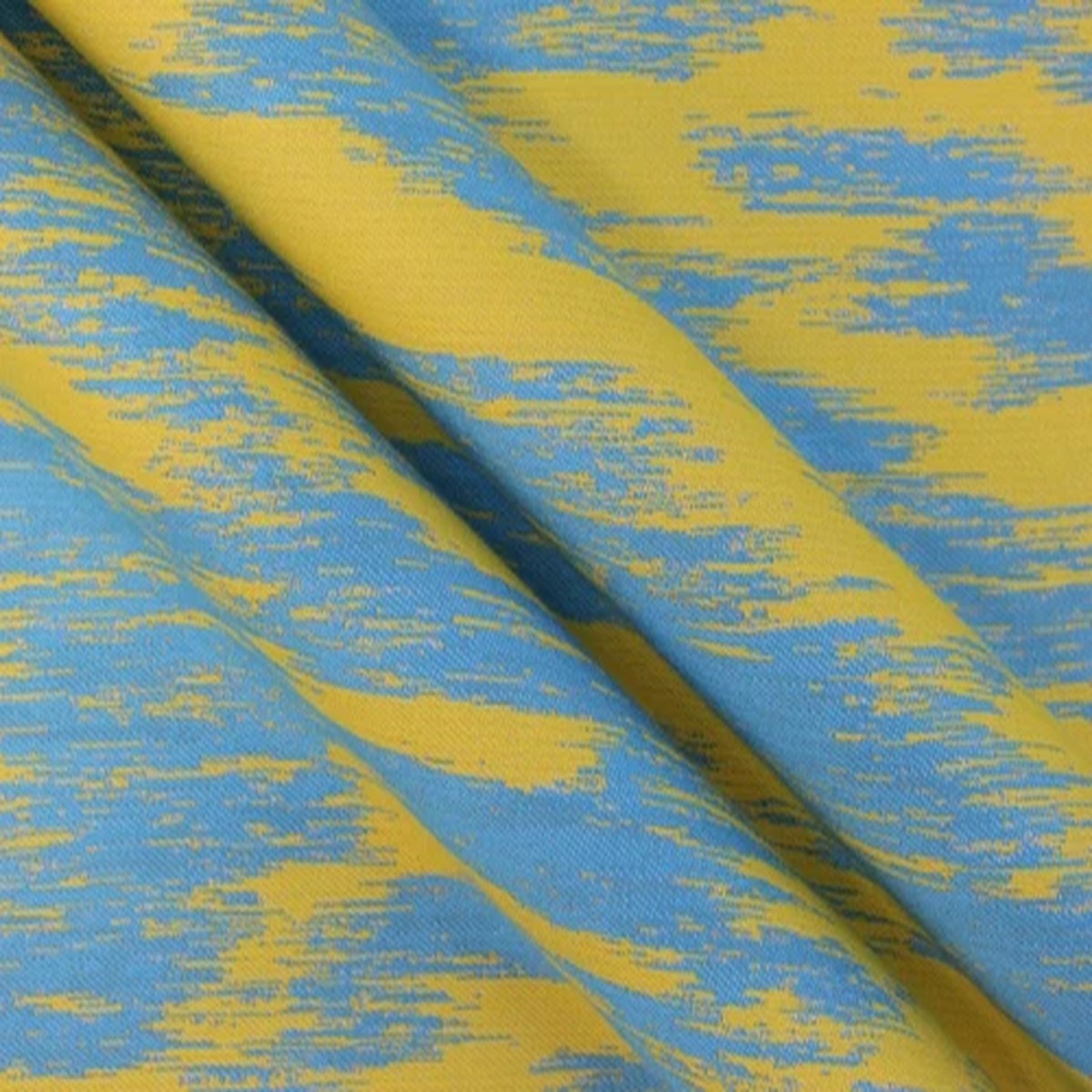 Sunbrella Flame Oasis Outdoor Aqua/Teal & Yellow Fabric by the yard