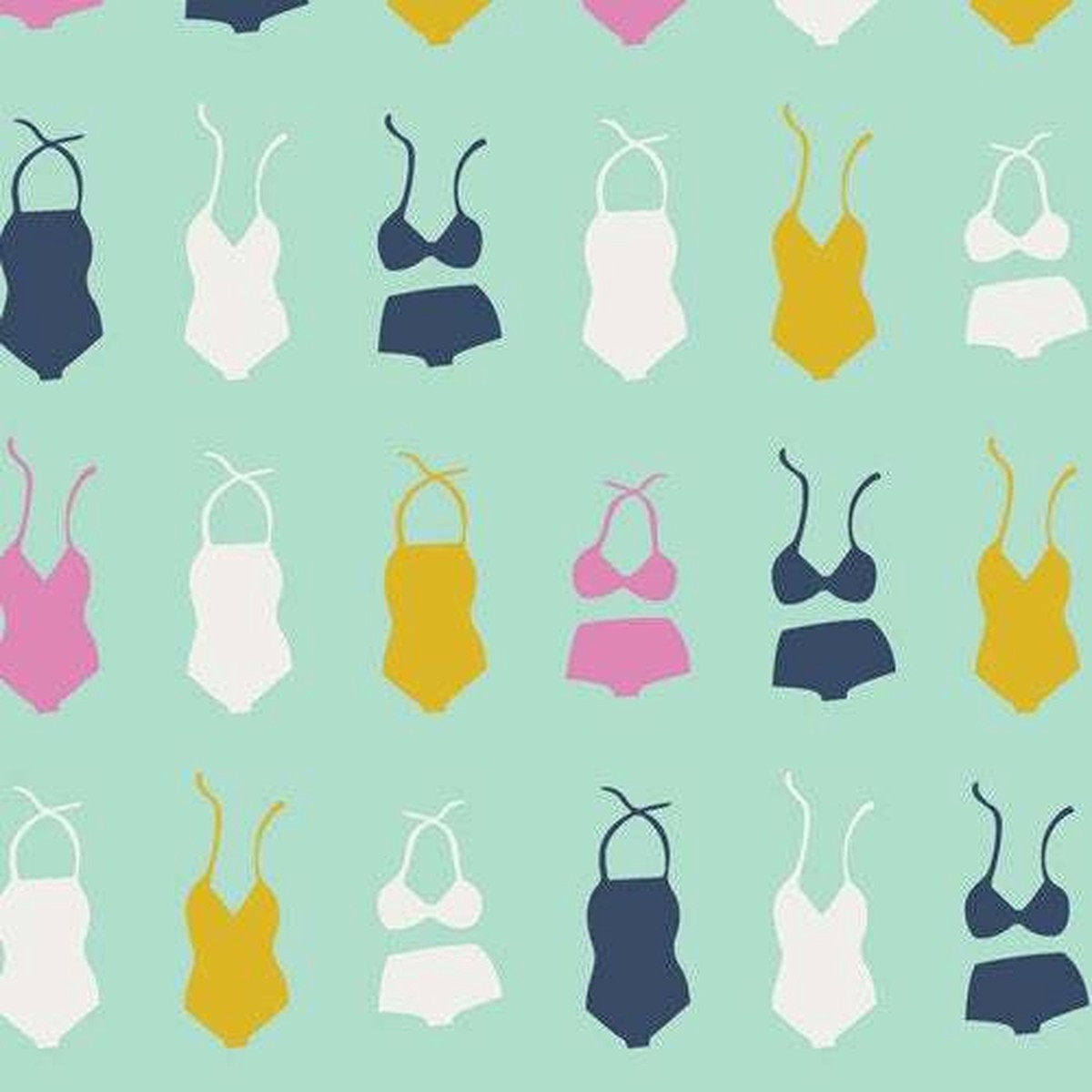 Swimsuit Fabric, Blue Mint Yellow cotton, Art Gallery Summer Side, QTR YD