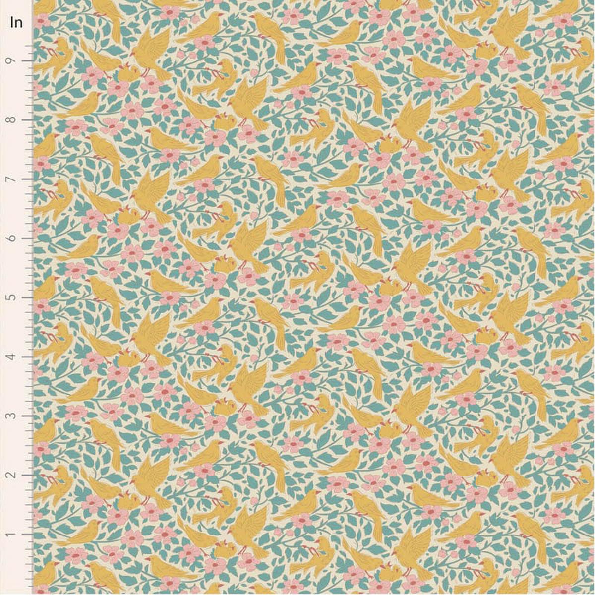 Tilda Songbird Fabric - Ava Teal TD100660