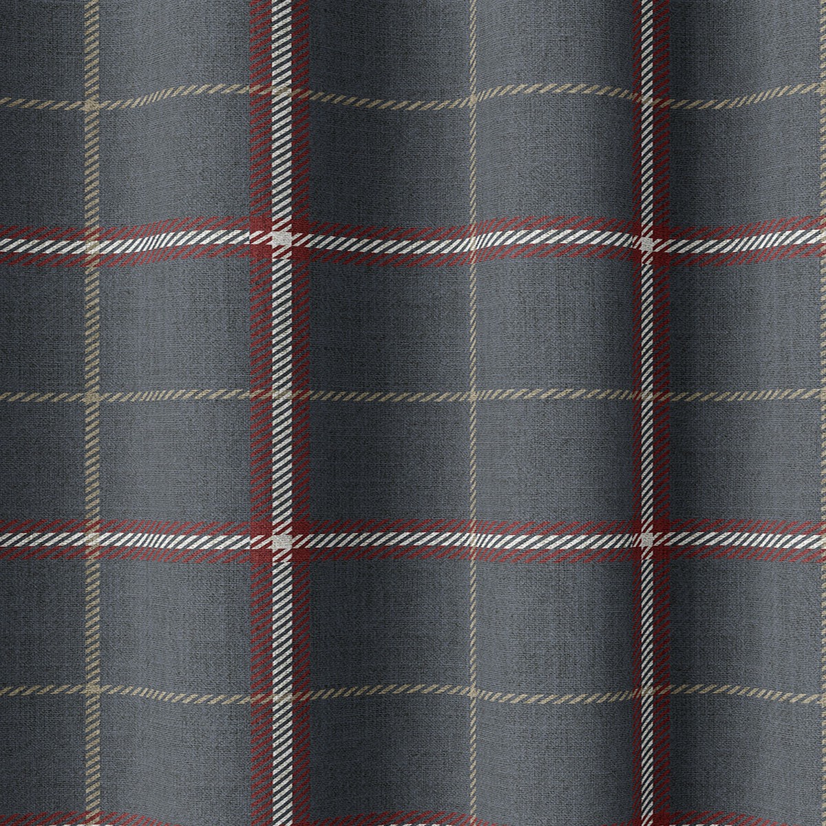 'Knight Fossil' Fabric by the Metre (Slate Grey/ Red)