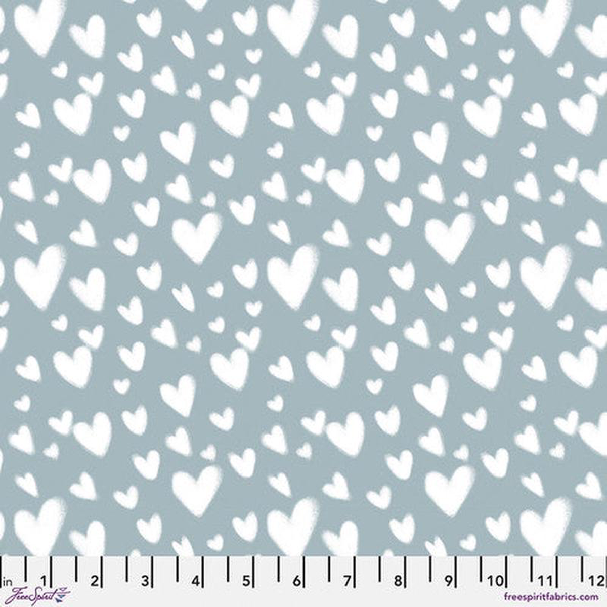 Fabric FreeSpirit Blue Cloud Hearts Love Letters by the Quarter Yard PWRH131BLUE