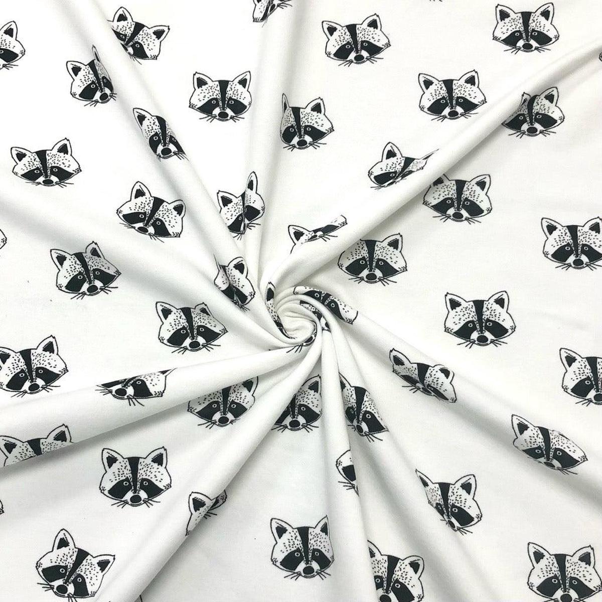 Racoons on Ivory Organic Sweatshirt Fabric