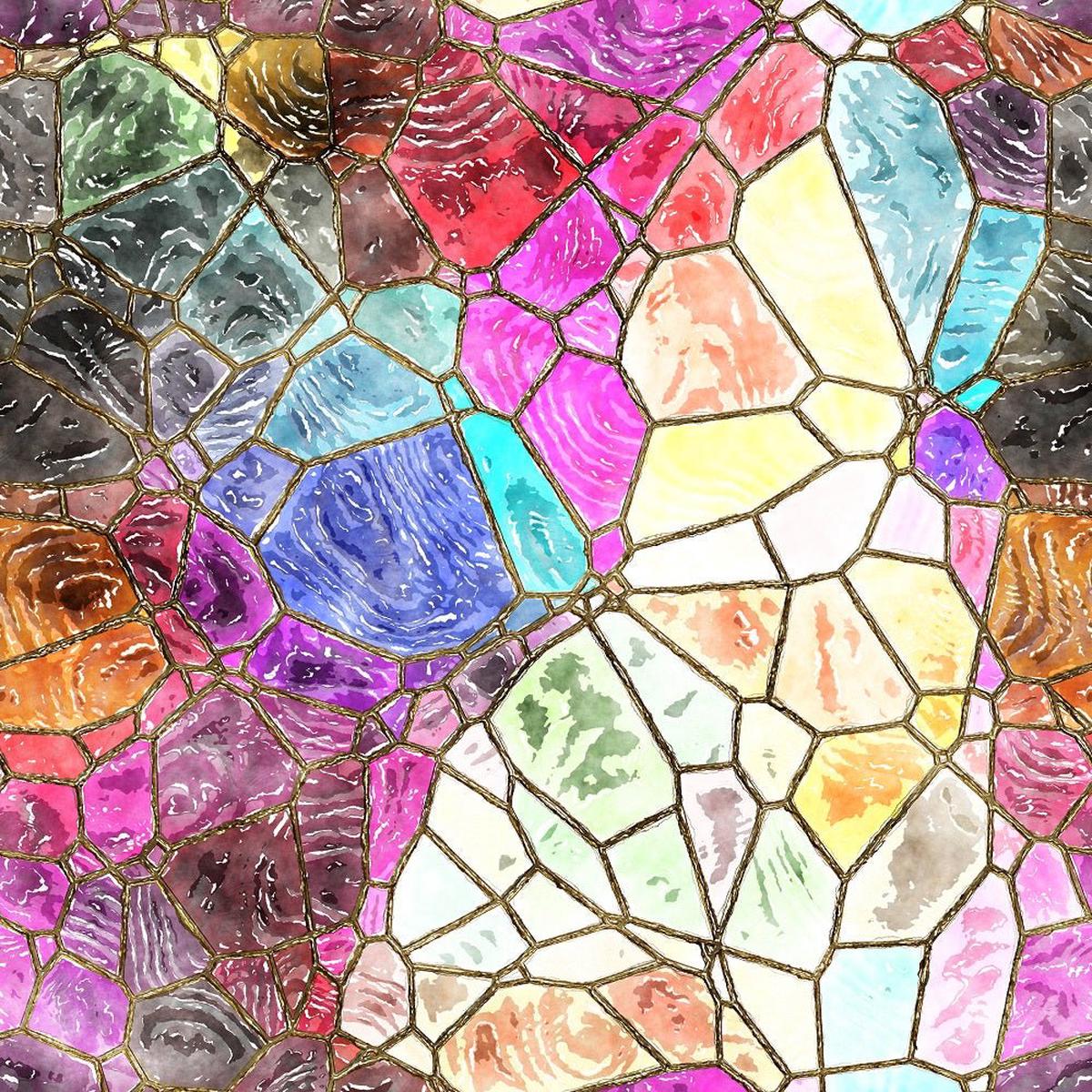 Watercolor Stained Glass 6 Fabric