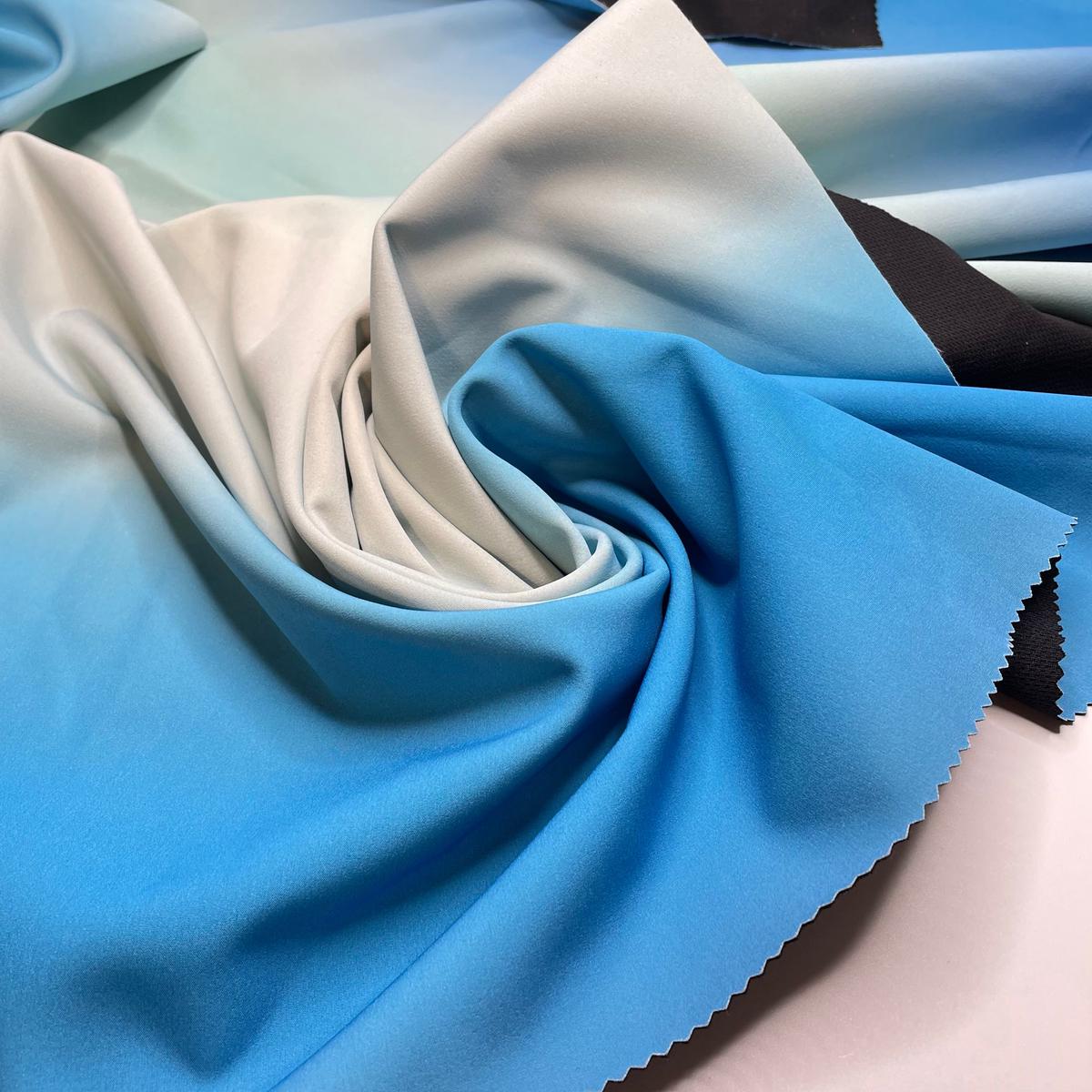UB - On The Horizon - Double Cloth Knit Poly - Blue/Black Colour Fade - 0.9M Bundle