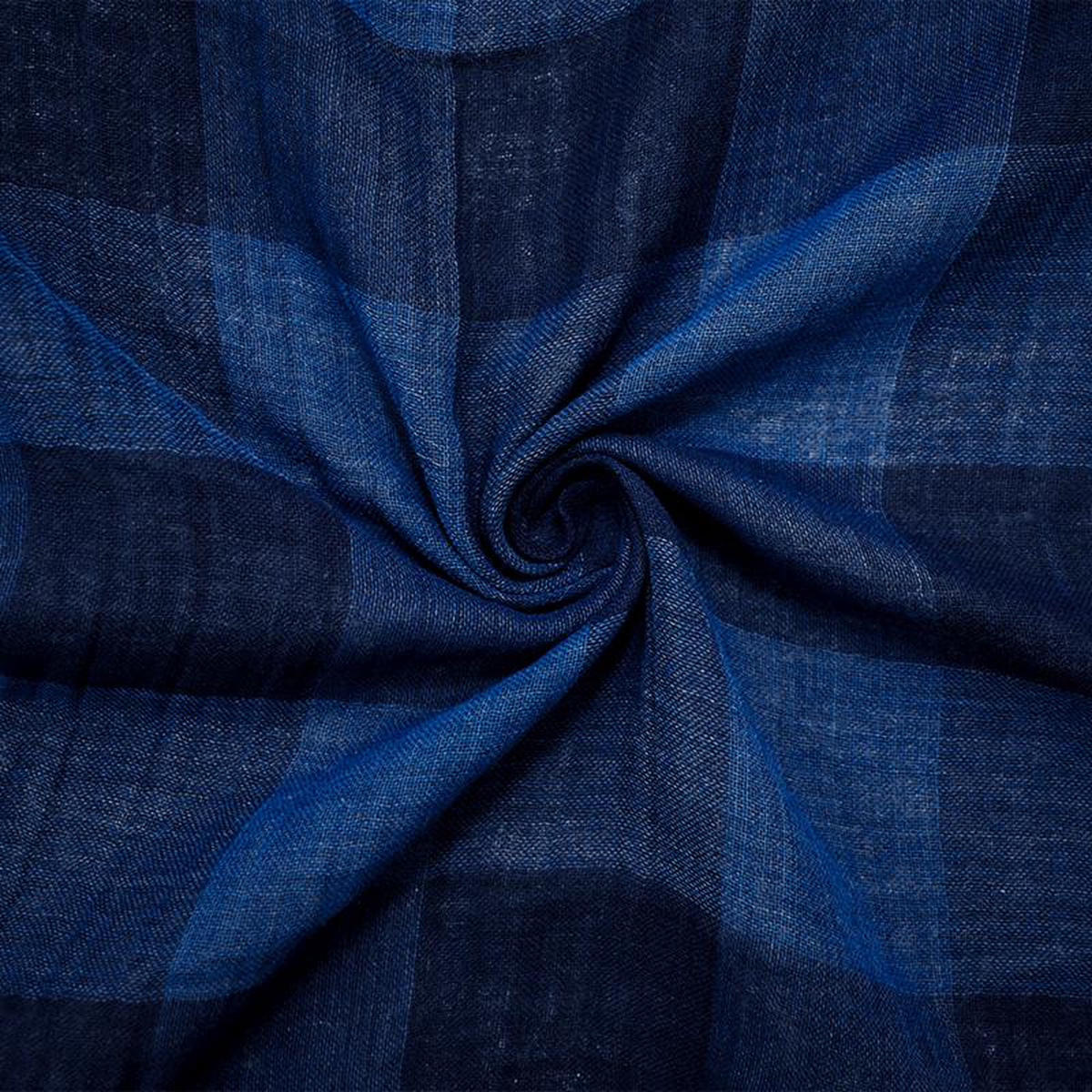 4 YD PC-Deep Navy-Blue Famous Maker Cotton Check-Plaid Double Gauze Woven Fabric