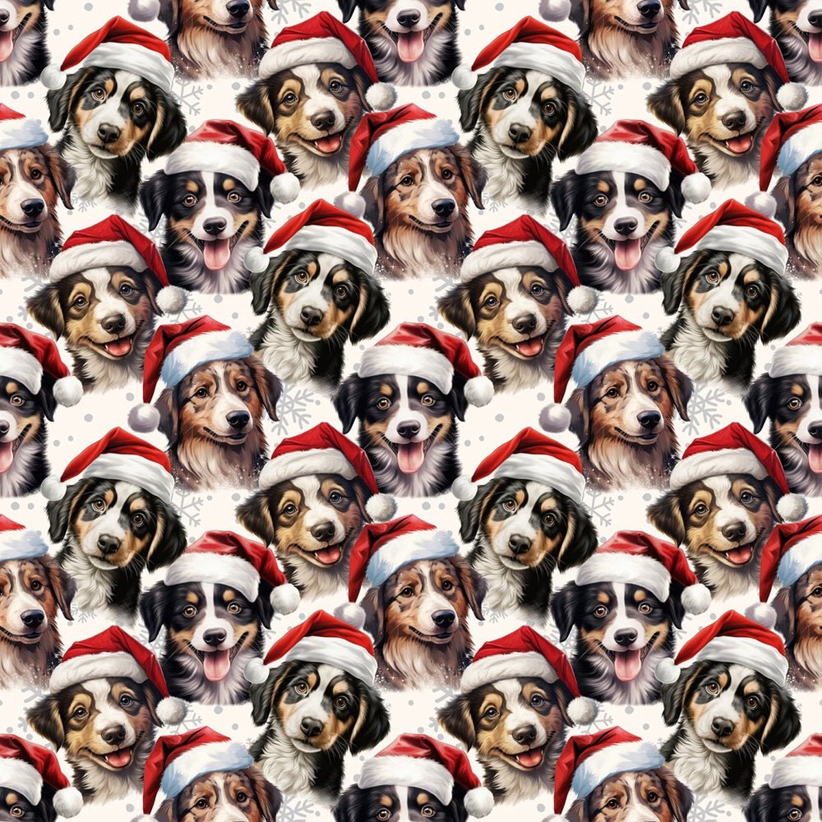 Dogs in Santa Hats Fabric