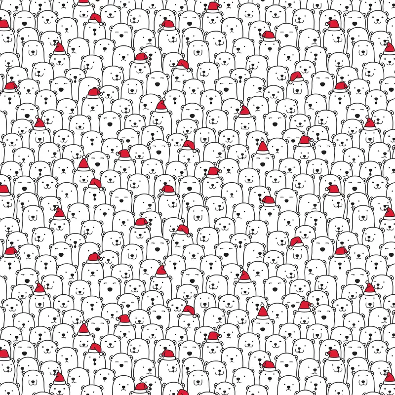 Christmas Polar Bears Fabric - Black/Red