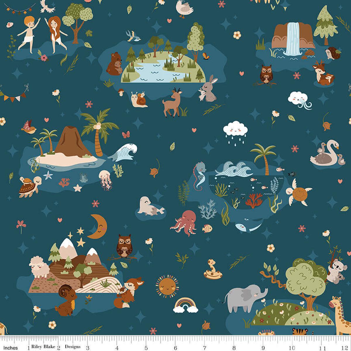 Created with Love - Main - Ocean 44" / 45" Fabric Per Yard