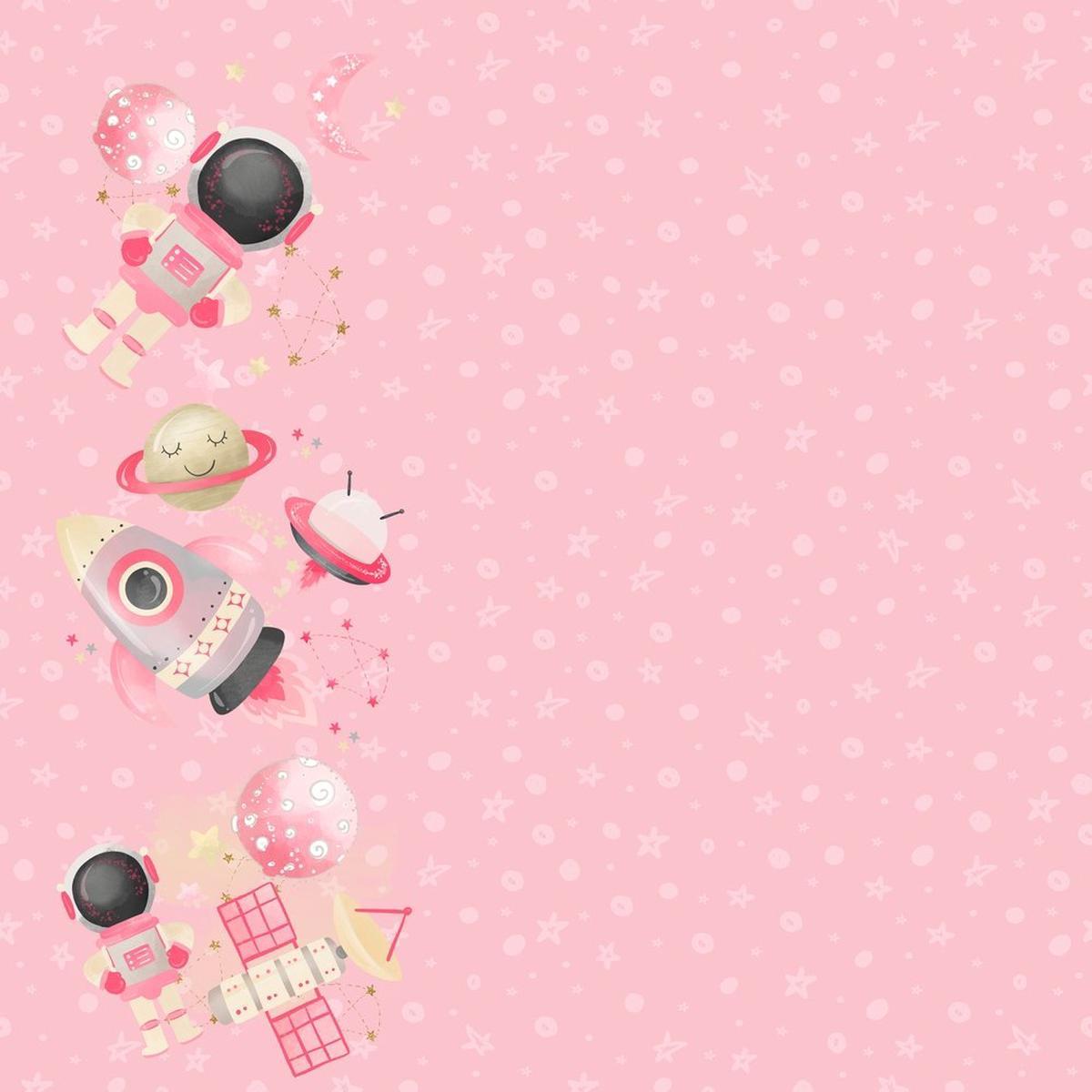 Space Girls Main Fabric - Pink