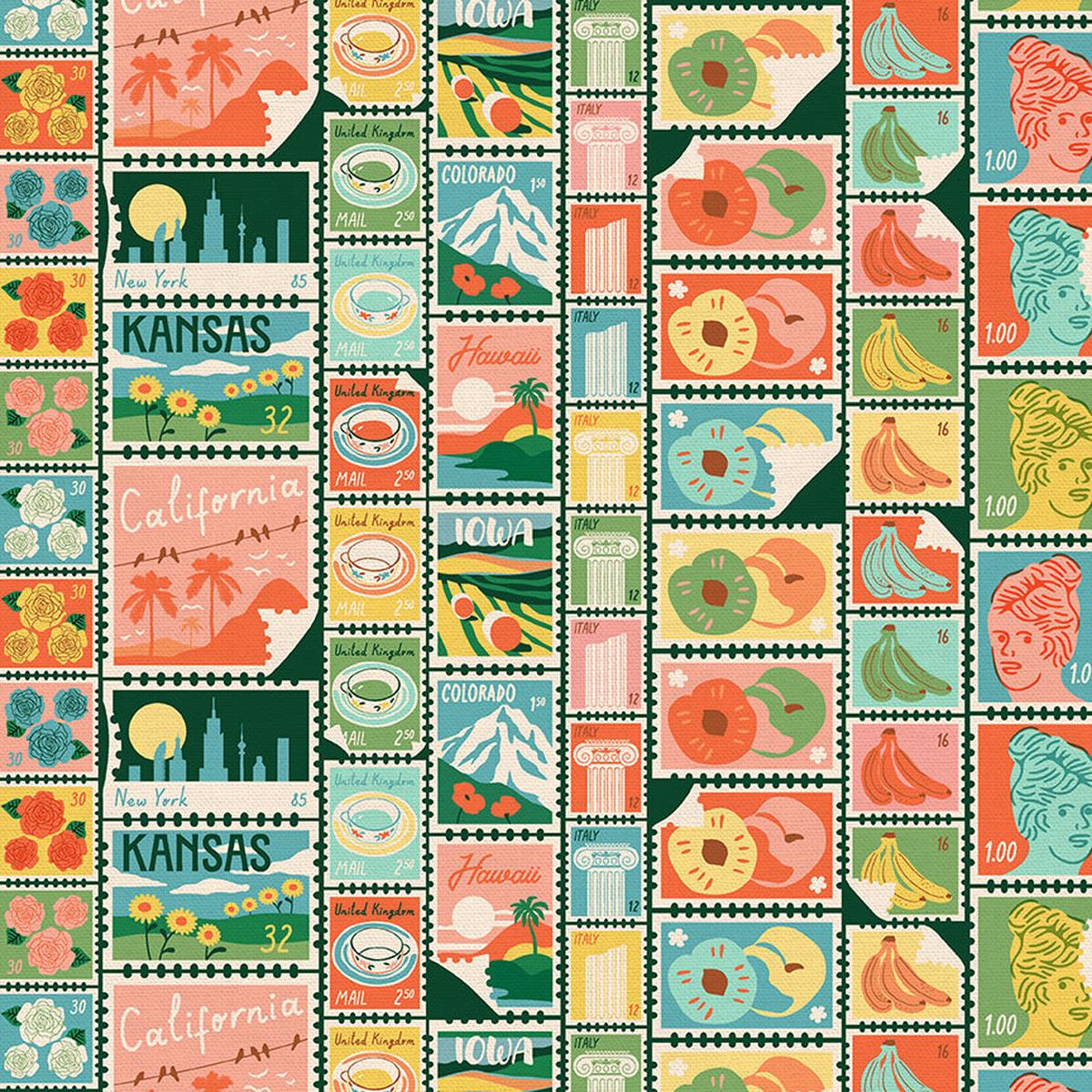 Stamp Sheet - Coral/Green - Double Gauze
