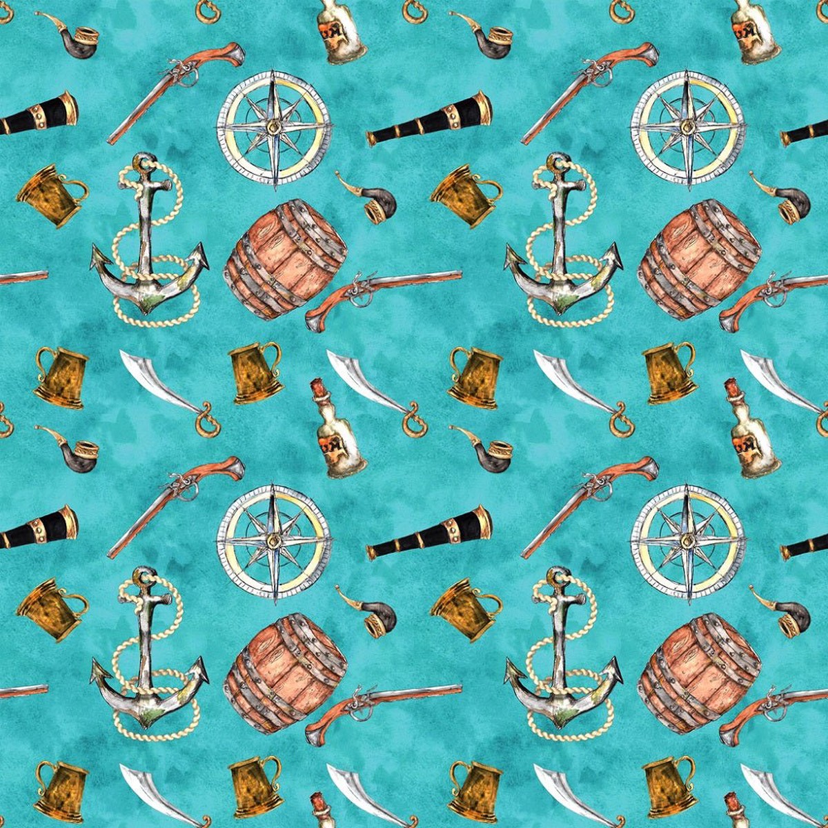 Pirate Adventure Pirate Tools Fabric - Blue