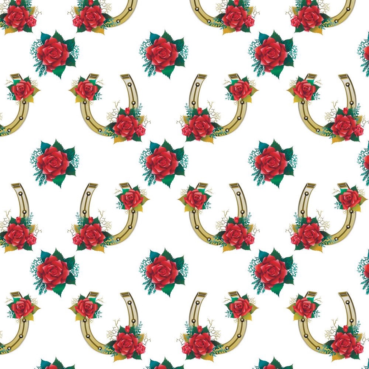 Roses On Horseshoes Fabric