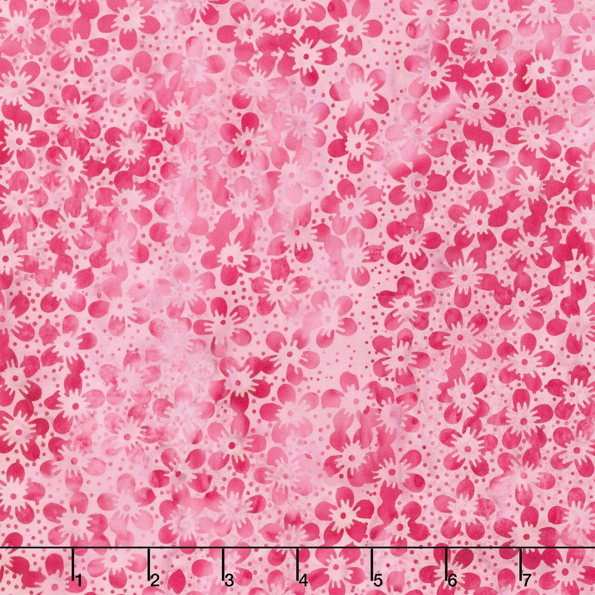 Meadow Sunshine Batiks - Mini Dot Floral Carnation Yardage