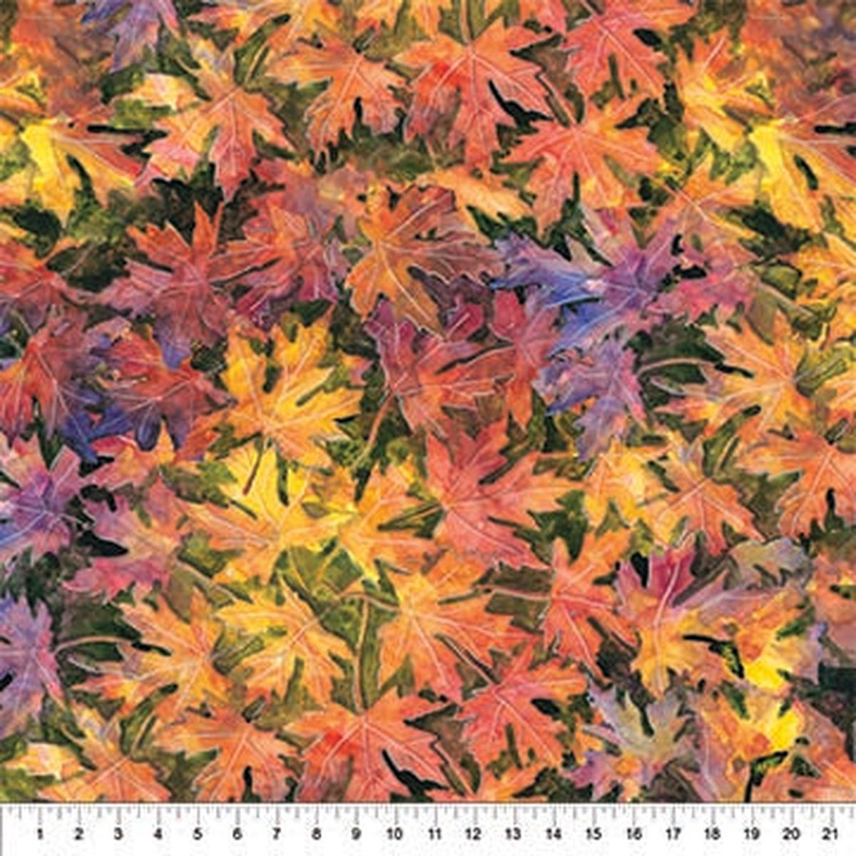 Northcott Fabrics - Forage Fodder Maples Pumpkin SOLD BY THE HALF YARD