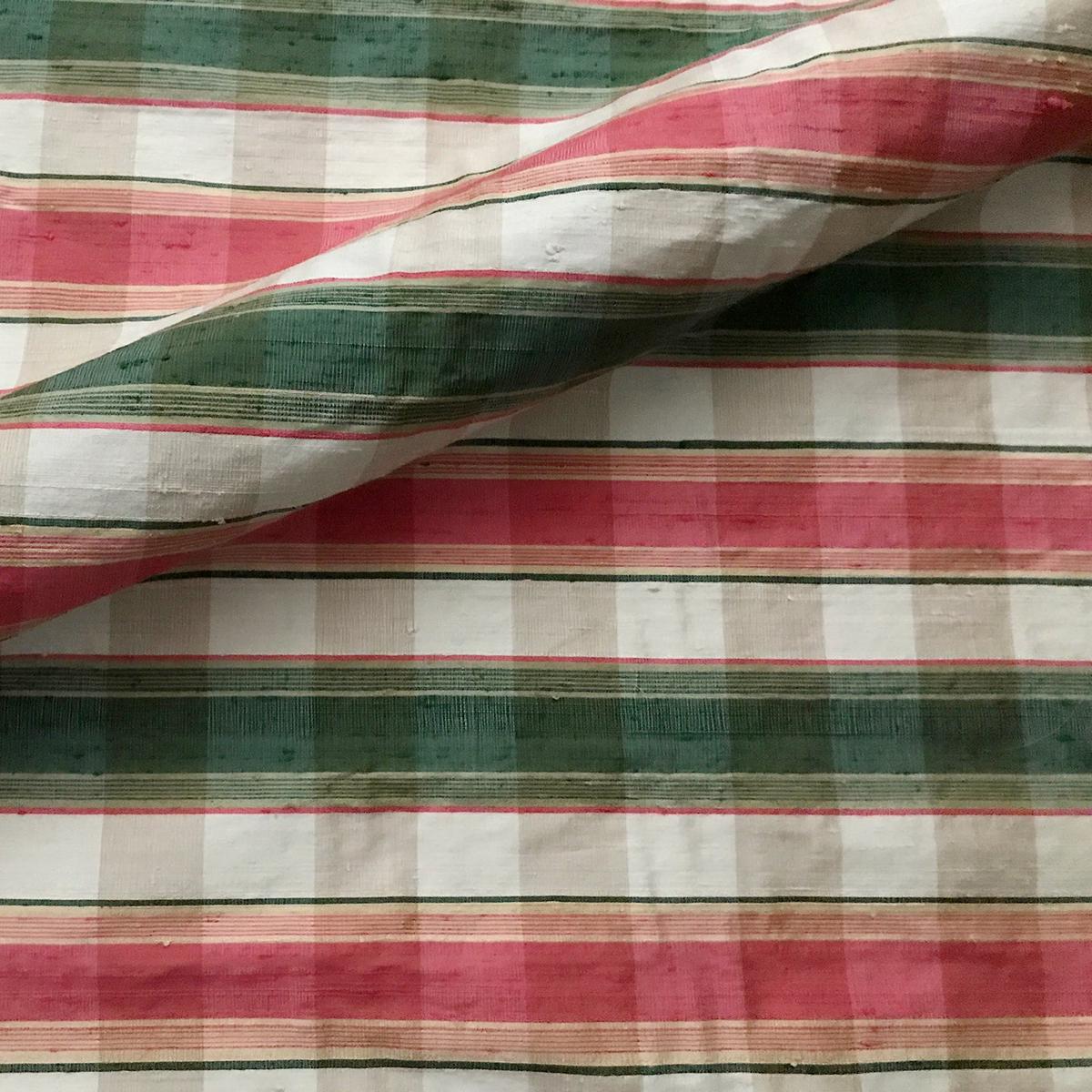 Red and Green Checkered Plaid Upholstery Fabric 54"