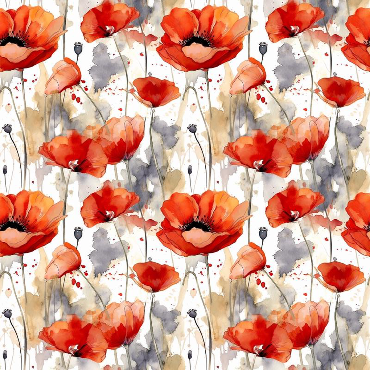 Fields of Poppies Pattern 8 Quilting Cotton Fabric