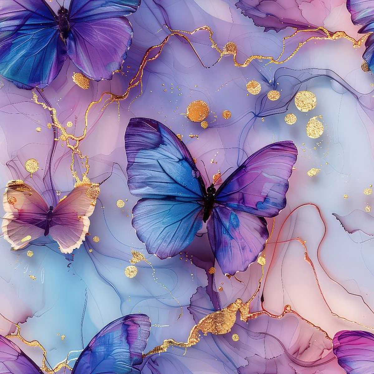 Pastel Alcohol Ink Butterfly Pattern 7 Quilting Cotton Fabric