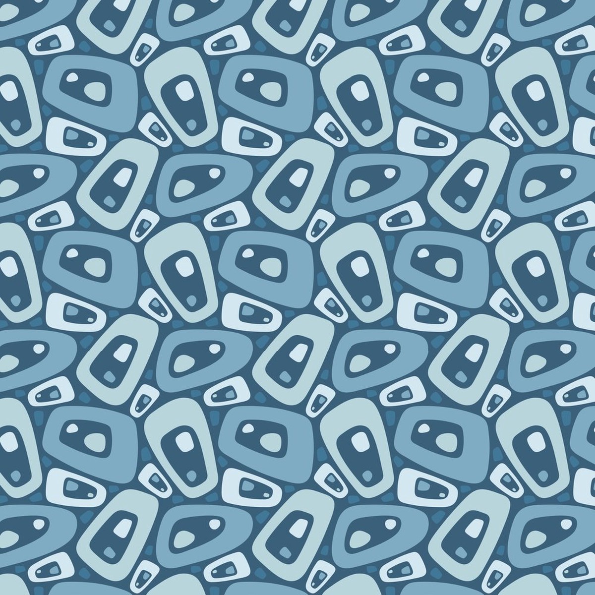 Vintage Atomic Ornament Fabric - Blue