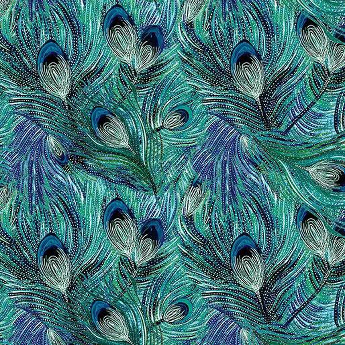 Feather Teal Affinity Cotton 44"/45" Fabric Per Yard