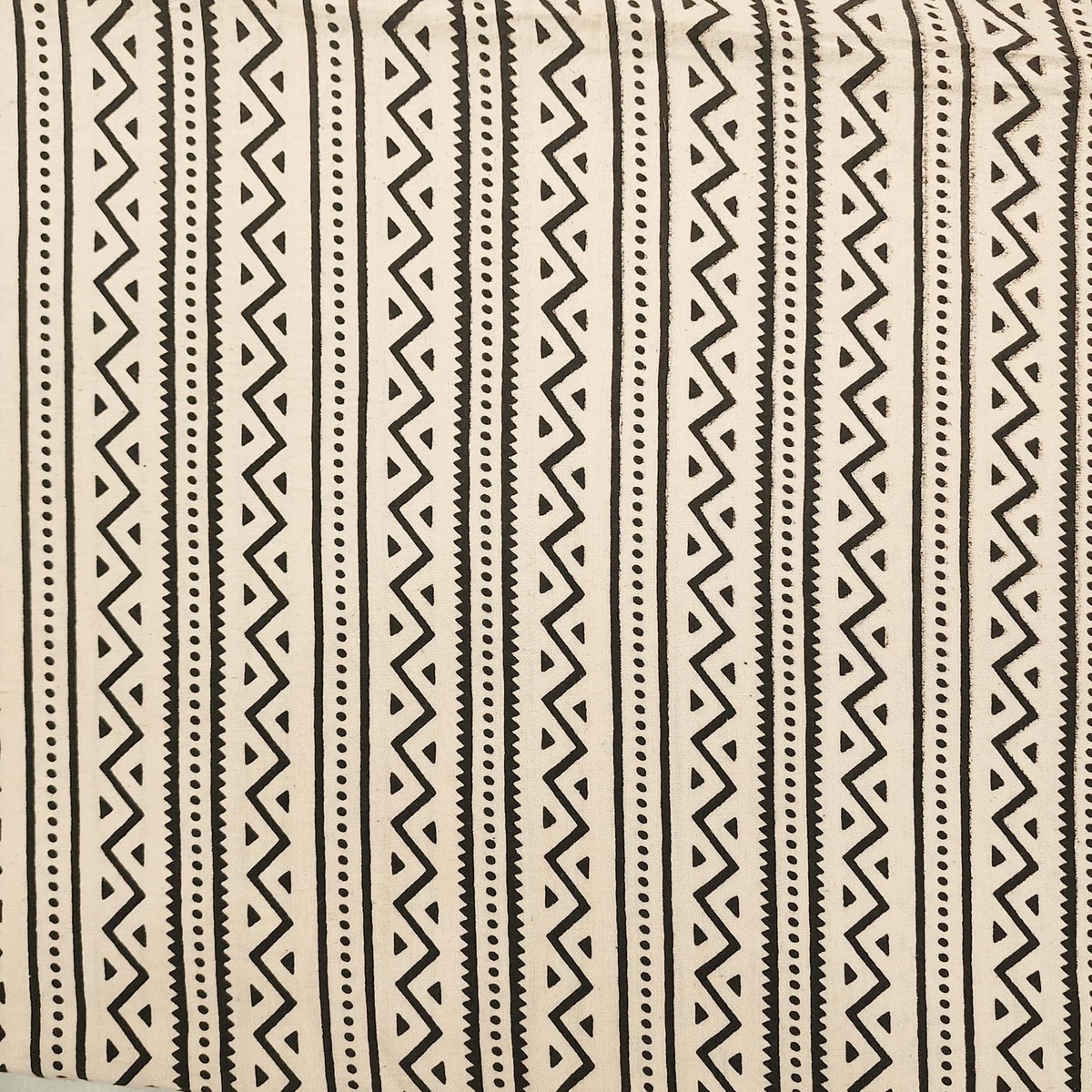 Pure Cotton Ajrak Cream Stripes And Zig-Zag Hand Block Print Fabric