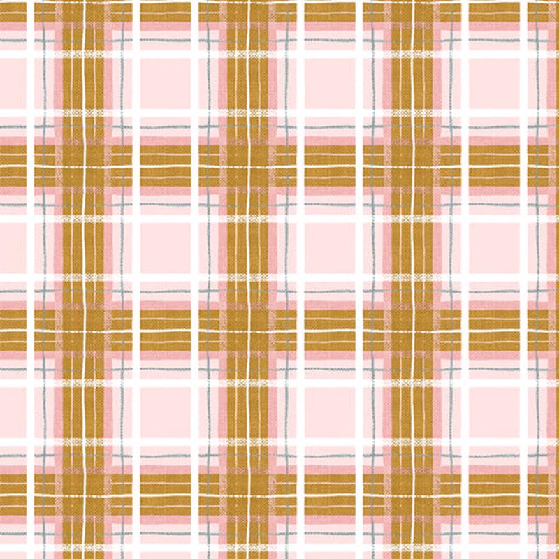 Adventale Quilt Fabric - Jingle Plaid in Pink/Gold - ADV25910